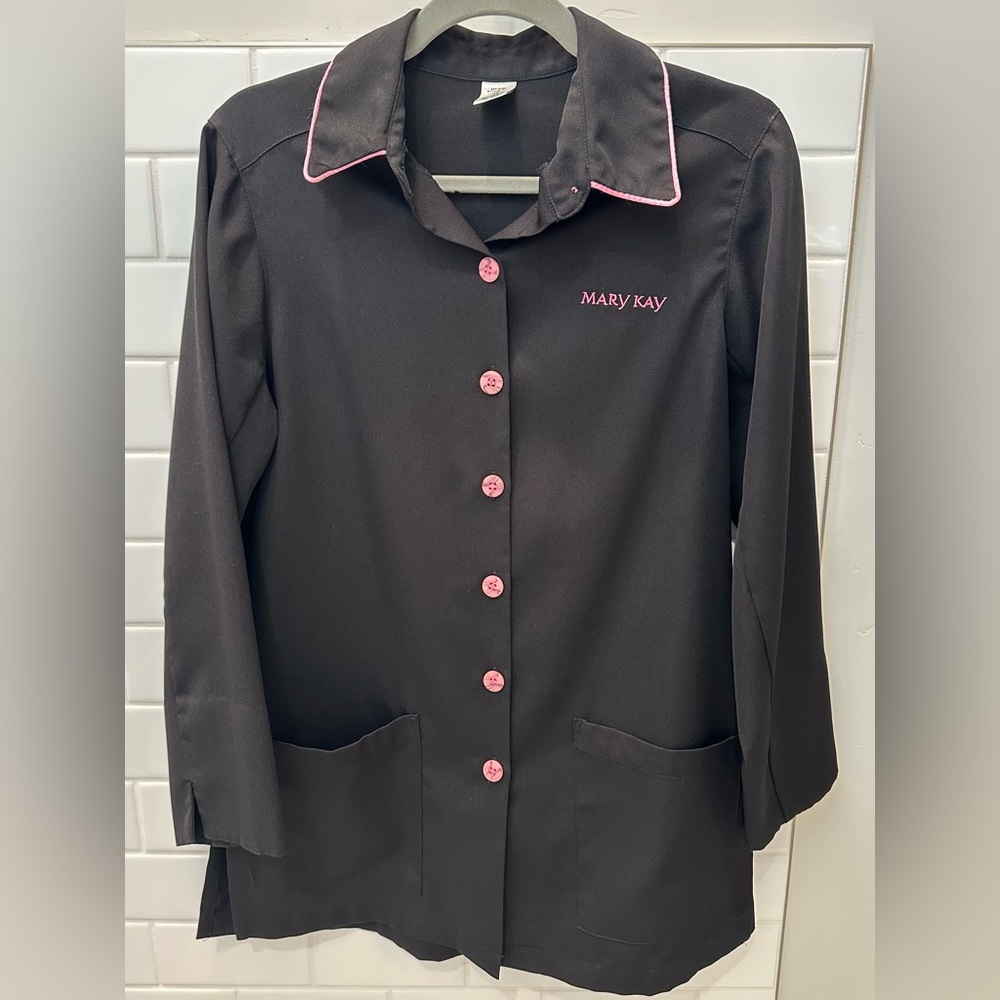 Vintage Mary Kay Consultant Black Beauty Coat - Pink Trim & Buttons